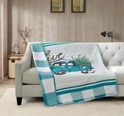 Virah Bella - Flower Truck - Lightweight Quilted Throw Blanket 50"x60" - Image 1 of 3