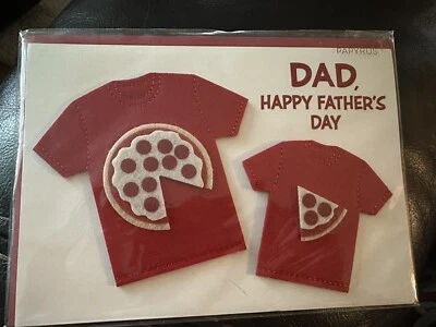 NIP Papyrus Happy Fathers Father’s Day Card Embellished Pizza “Dad” New - Image 1 of 2