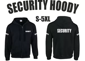 Security Zip Hoody Bodyguard Doorman Sizes S-5XL Printed Front Back Sleeves - Picture 1 of 2