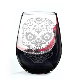 SUGAR SKULL Wine Glass - Picture 1 of 2