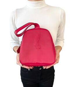 Yves Saint Laurent Vintage Initial Logo Mini Bag Handbag Red Nylon Rank AB+