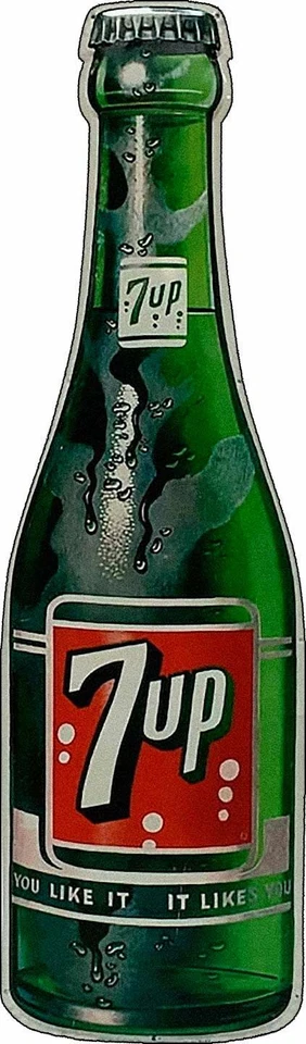 SEVEN UP 7 UP SODA POP BOTTLE 20" HEAVY DUTY USA MADE METAL ADVERTISING SIGN - Image 1 of 1