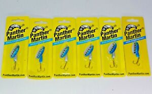 Six Panther Martin 6-PMH-SBH-1/4oz Size 6 Holographic Silver Blue Spinners