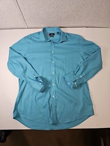 Camisa de vestir Psycho Bunny para hombre 17 34/35 azul verdoso calce moderno elástica sin planchar - Imagen 1 de 9