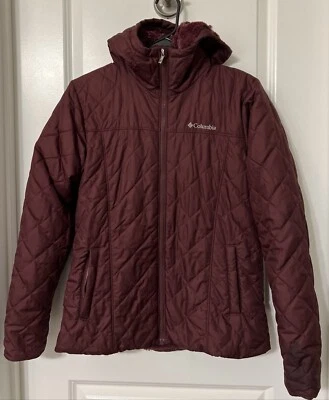 Columbia Jacket Teenager Sz S Purple Puffer Coat Fleece Lined Full Zip Hooded - Image 1 of 4