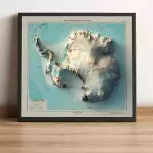 Antarctic Map, Antarctic 2D Relief Ma (Labels in Cyrillic) - 2D Flat Print - Picture 1 of 7