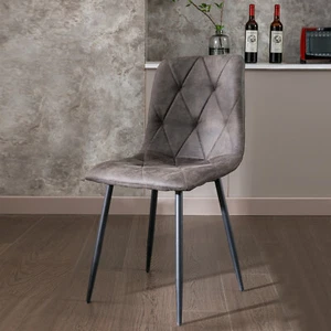 4X Dining Chairs Set Faux Suede Leather Padded Seat Metal Legs Kitchen Office - Picture 1 of 68