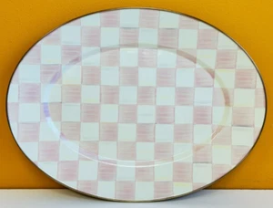MacKenzie-Childs 89271-740 Piatto ovale medio a quadri rosa, dipinto a mano. Nuovo! - Foto 1 di 3