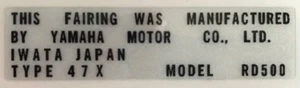 CALCOMANÍA ADVERTENCIA YAMAHA RD500LC 47X PANTALLA INTERIOR REFLECTANTE - Imagen 1 de 1