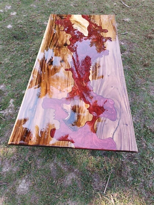 Acacia Wood Epoxy Resin Table Top for Office Meeting Interior Decor 72"x48" Inch - Image 1 of 4