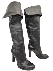 RALPH LAUREN PURPLE LABEL - Black Sporty High Heel Over the Knee Boots - 10 B - Picture 1 of 9