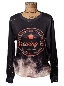 NWOT MED Sanderson Sisters Brewing Co Graphic Bleach Dip Sweatshirt Hocus Pocus - Picture 1 of 5