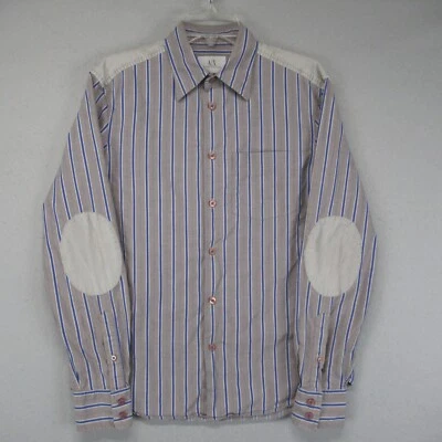Armani Exchange Shirt Mens Medium Blue Button Corduroy Elbow Patch Western A|X - Image 1 of 4