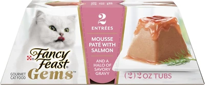 NESTLÉ PURINA WET HIGH VELOCITY Fancy Feast Gems Pate Cat Food Mousse with Salmon and a Halo of Savory Gravy Cat