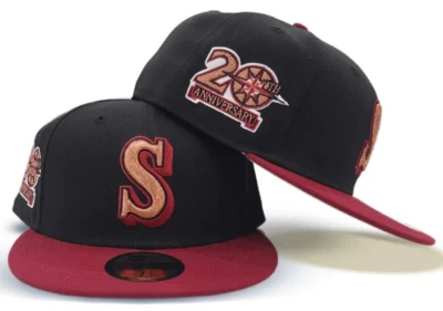 黑色西雅图水手勃艮第遮阳板灰色底部 20 周年 7 3/8 — 第 1/4 张图片