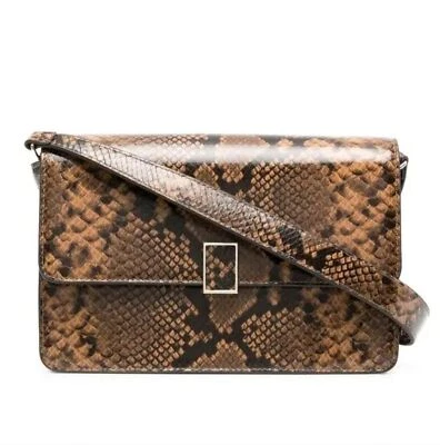 Bolso de Hombro Loeffler Randall Katalina Cuero Piel de Serpiente Marrón Foto 1 de 4