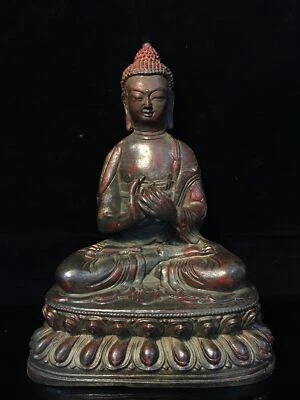 11.2"   ancient  Tibet  Buddhism  temple  copper  Shakya Muni  Buddha statue - Image 1 of 4