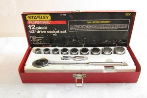 Vintage Stanley Professional 12 Piece 1/2" Drive Socket Set 87-739 - Bild 1 von 8