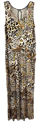 Lisa Rinna Sleeveless Romper Jumpsuit Leopard Print Sz M Maxi A375489 Women F363 - Image 1 of 4