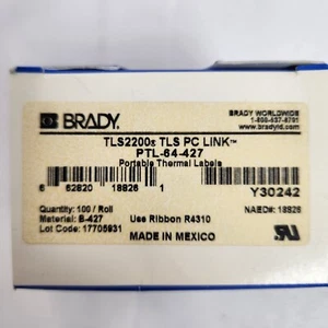 NEW BRADY PTL-64-427 B Portable Thermal Labels 100 TLS2200 TLS PC LINK NIB R4310 - Picture 1 of 3