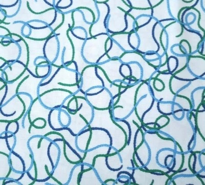 Newport BTY Studio 8 Quilting Treasures Blue Navy Green Ropes on White - Image 1 of 3