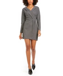 NY Collection Damen Petite Elfenbein Schwarz Faux-Wickel Etuikleid, Größe PS - Bild 1 von 12