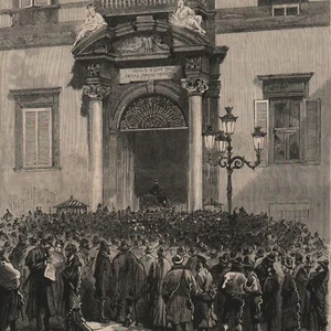 Rome Victor-Emmanuel - Mort Porte du palais Quirinal - Gravure de presse 1878 - Picture 1 of 2