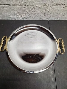 Vintage  KROMEX 13" Round Serving Platter With Ornate Gold Tone Handles Made USA - Picture 1 of 12