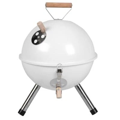 Mini BBQ-Grill Holzkohle Kugelgrill weiß 30 cm Kompaktgrill Picknickgrill - Bild 1 von 4
