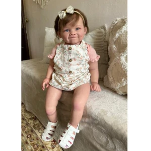 Muñeca bebé renacida realista 28 pulgadas niña pequeña pelo corto cuerpo hecho a mano regalo - Imagen 1 de 3