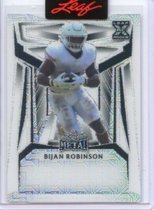 2023-24 Leaf Pre Production Proof Bijan Robinson Leaf Metal Rookie 1/1 White