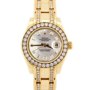 PAPERS Rolex DateJust Pearlmaster 18K Gold MOP DIAMOND 29mm 80298 Watch BOX - Picture 1 of 9