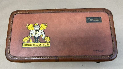 Estuche de cuero con cremallera para clarinete Selmer Bb de la década de 1950 para restaurar la Universidad de Purdue Foto 1 de 4