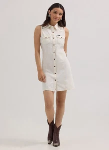 BEST PRICE WRANGLER Women's Western Snap Shift Dress, White - Picture 1 of 3