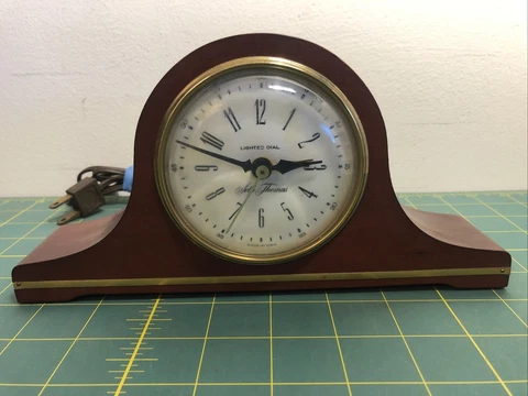 Vtg Seth Thomas Electric Mantle Shelf Clock "Mantelette" (Works) Mahogany Case Cover