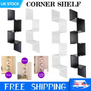 3/5 Tier Floating Wall Shelves Corner Shelf Storage Display Bookcase Home Decor - Picture 1 of 16