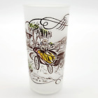 Vintage Currier and Ives Frosted Drinking Glass Tumbler Barware Pub Kitchenware