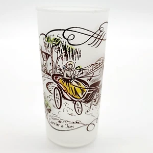 Vintage Currier and Ives Frosted Drinking Glass Tumbler Barware Pub Kitchenware - Picture 1 of 7