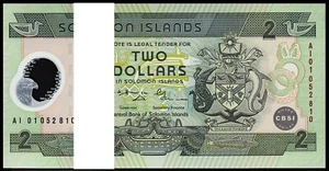 Solomon Islands 2 Dollars 2001, UNC, ½ BUNDLE, Pack 50 PCS, Polymer, Comm, P-23 - Picture 1 of 5