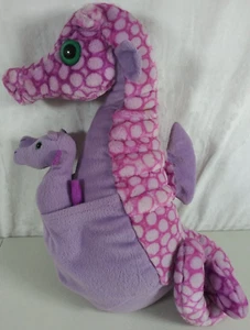 Plush Seahorse With 2 Babies Purple 10x17 Animals Kids Toy K & M International - Picture 1 of 9
