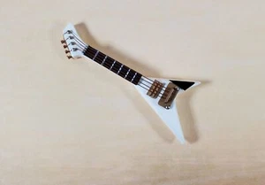 Miniature Electric Guitar V Shaped Prop Model White and Black w/Case 2 7/8" Long - Picture 1 of 5