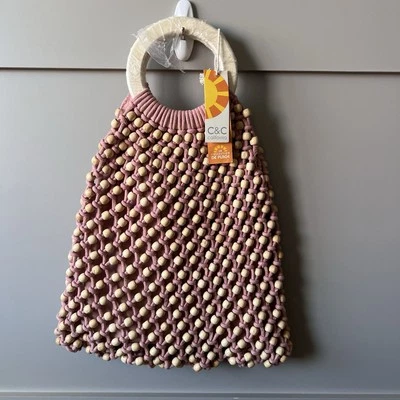 C & C California Macramé Red Madera Cuentas Bolso de Mano Cartera Playa Boho Festival NUEVO Foto 1 de 4
