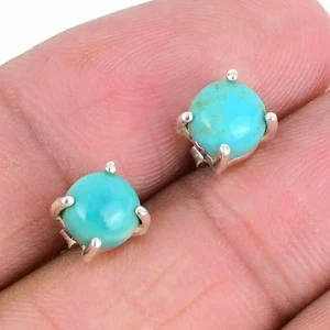 Turquoise Stone Dangle Drop Anniversary Hook Mother Earrings 925 Sterling Silver - Picture 1 of 8