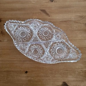 Gebäck Obst Anbieter Schale Glas Stern Zackenrand oval Länge 36cm - Bild 1 von 2