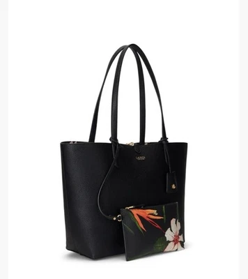 Ralph Lauren Black/Floral Faux-Leather Reversible Resort Tote Bag BNWT rrp £295 - Image 1 of 4