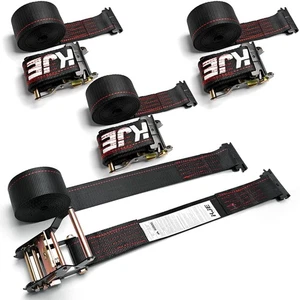 KJE E-Track Ratschengurte, 4 Stück schwarz 2 x16 Schwerlast Cargo Zurrgurte, 45... - Bild 1 von 7