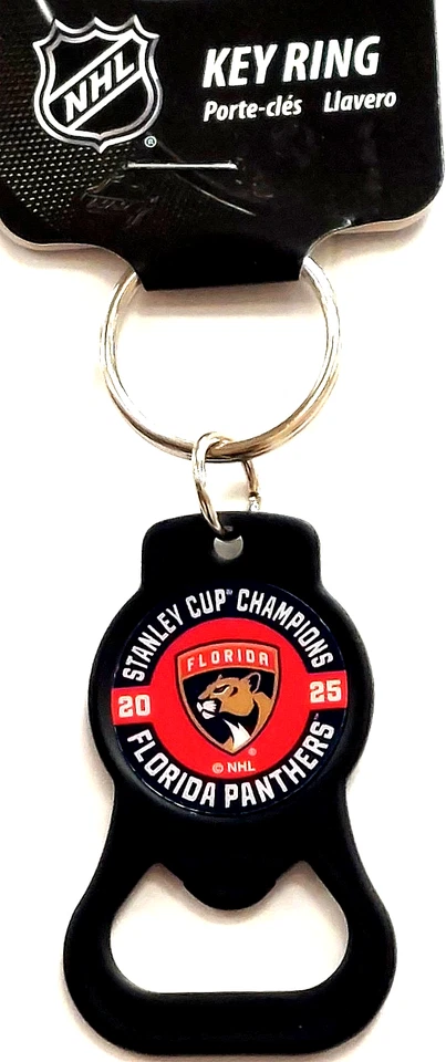 Chaveiro Florida Panthers 2025 Stanley Cup Champions com abridor de garrafas - Imagem 1 de 1