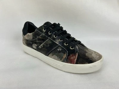 Joie Velour Lace Up Trainer Shoes 36.5 (6.5) Sneakers in Black Floral Velvet - Image 1 of 4