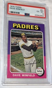 1975 Topps Baseballkarte - #61 Dave Winfield, PSA 6 EX-MT. HOF San Diego Padres. C - Bild 1 von 2