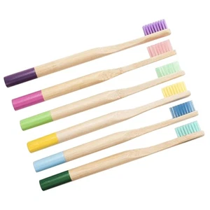 6 PCS Children's Soft Bristle Toothbrush Travel Wooden Toothbrushes - Picture 1 of 12
